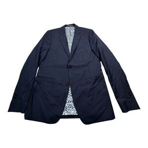 Indochino Mens Navy Blue Wool Mohair Blend Blazer Jacket‎ (Custom See Pictures)
